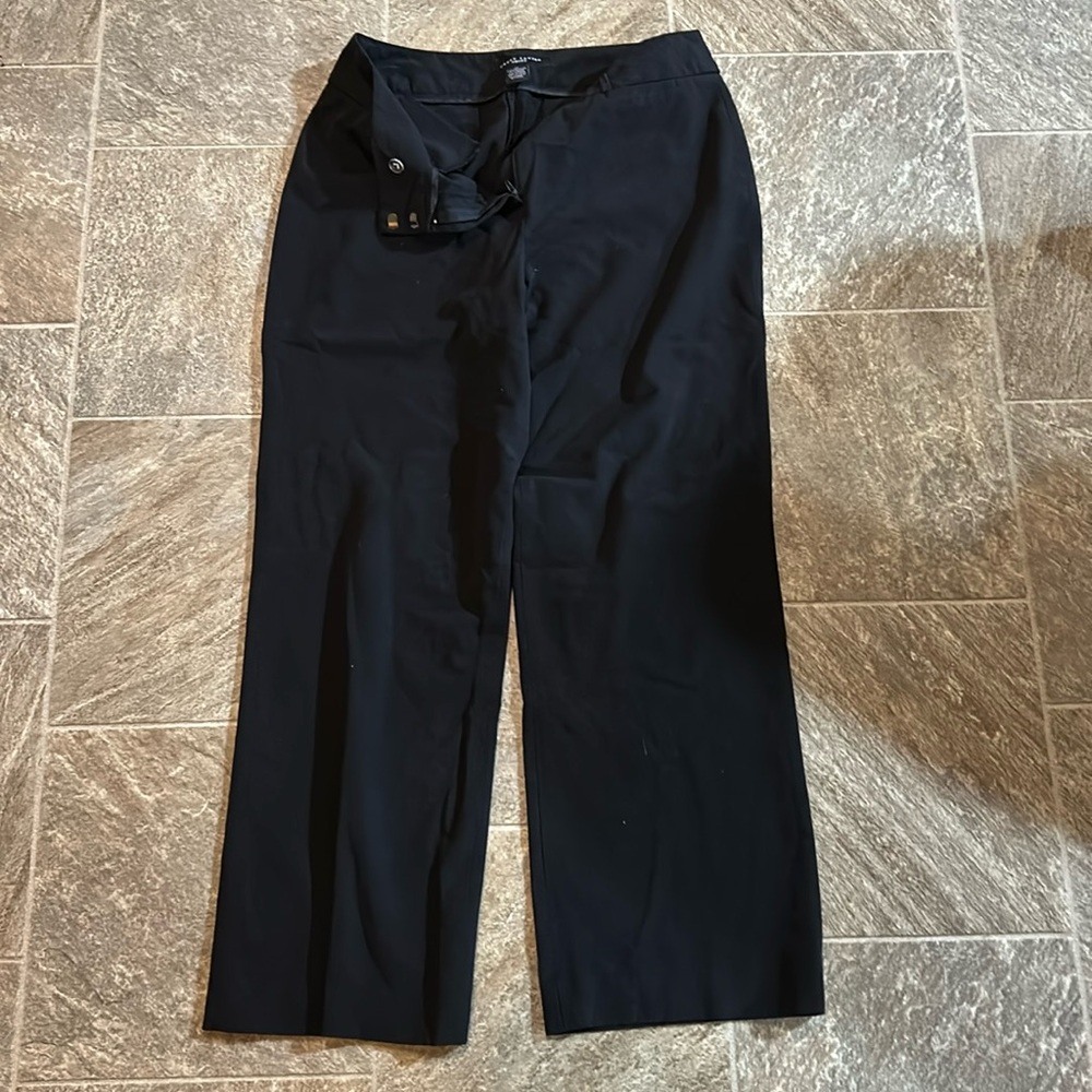 Larry Levine Pants Navy Straight Leg Office Trousers Size 10 Short